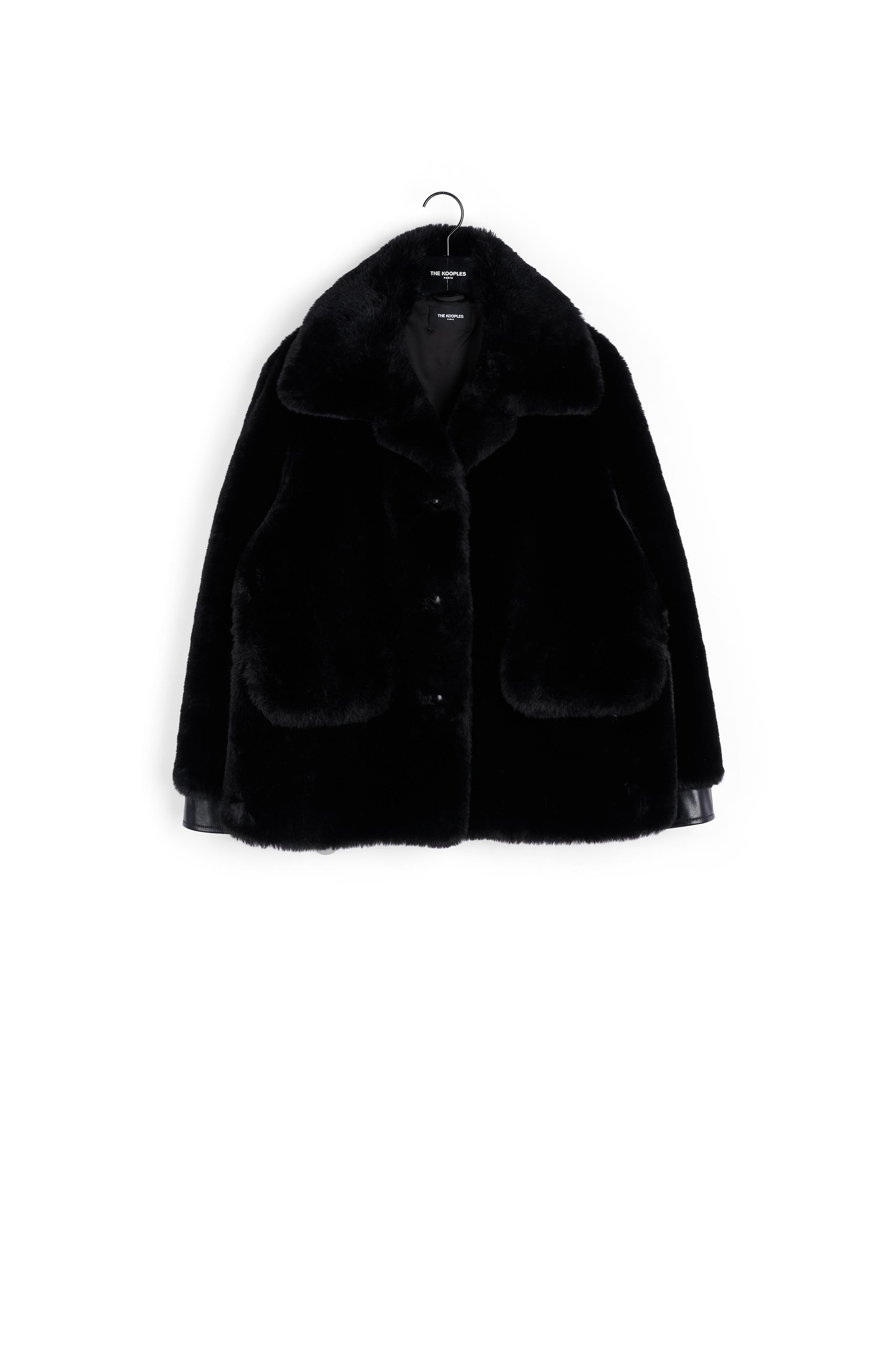 Manteau fausse fourrure noir court