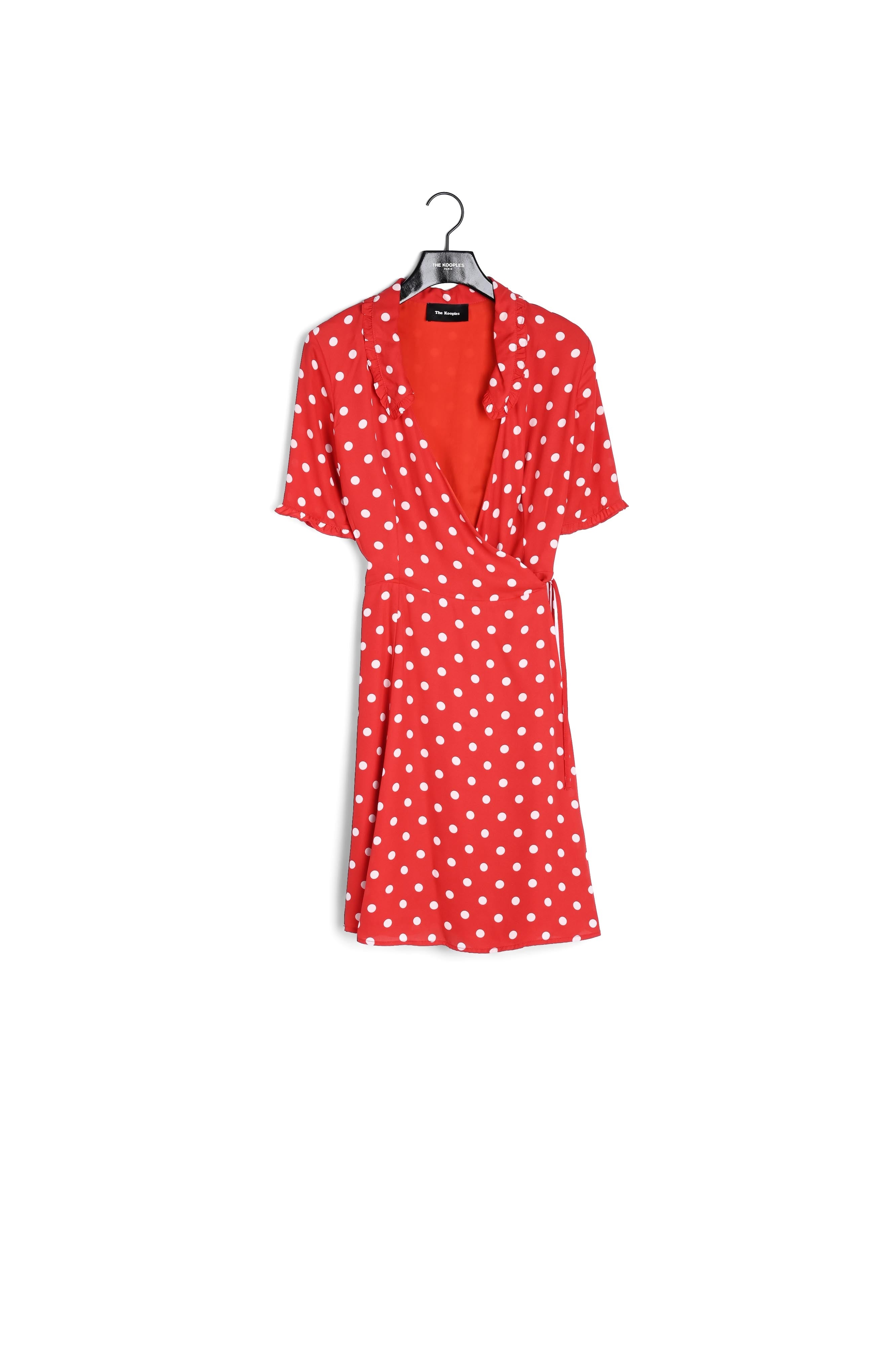 Robe soie rouge Pois